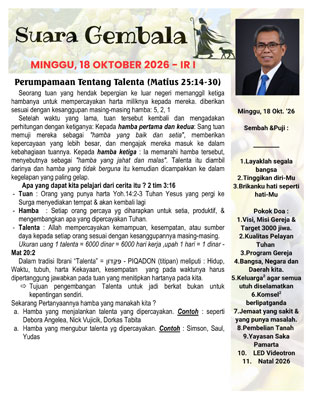 Suara Gembala: 18 Oktober 2026